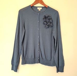 LOFT Cardigan Floral Crystal Button XL